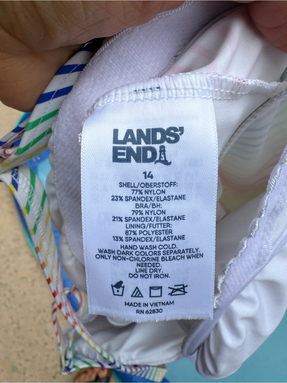 Lands End Rainbow Stripe Tankini Top - Multicolor - 14 - Excellent Condition - Picture 4 of 4
